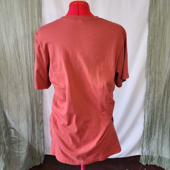Canvas Burnt Orange Brown Short Sleeves Crew Neck Knit Shirt Fall Graphic Size L - Picture 4 of 6